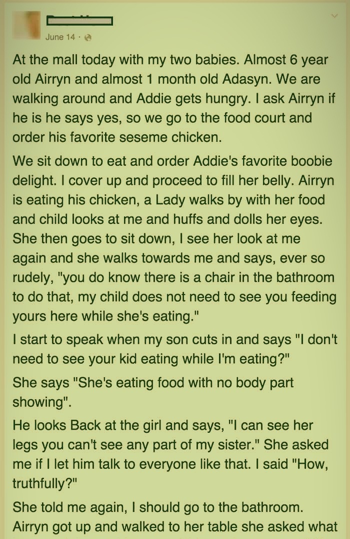 A 6 Year Old Kid Has An Amazing Reason to Feed Her Baby Sister In The Public.