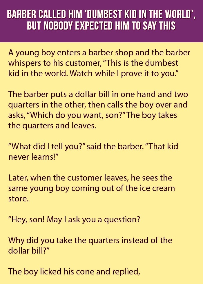 A Barber And The Dumbest Kid In The World