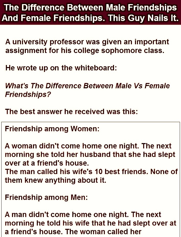 Difference of The Male And Female Friendship Funny