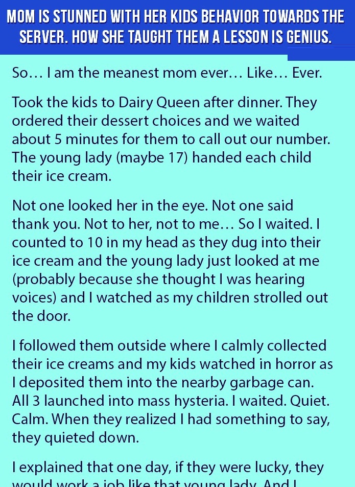  Mom Is Stunned With Her Kids Behavior Towards The Server