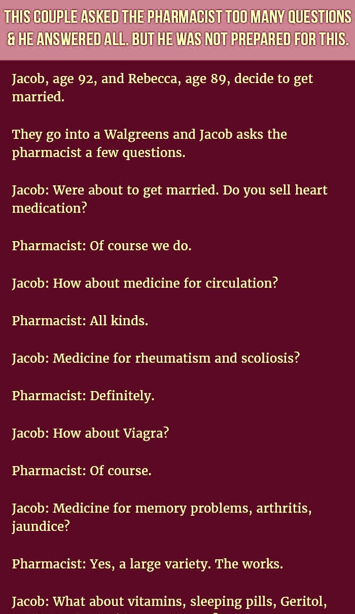 Husband And Wife At The Pharmacy With the Silly Questions