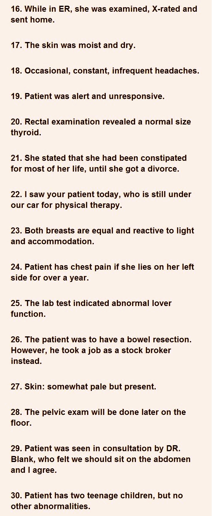 30 Sentences That Could Be Actually Important For Every Patient In The Hospital.