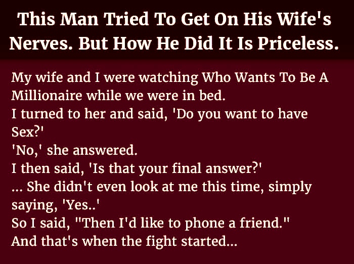 A Husband Tried To get Equal By Irritating His Wife In The New Way