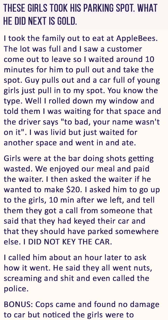 A Man Has A Great Idea To Teach A Lesson These Girls When They Took His Parking Spot In the Parking Lot.