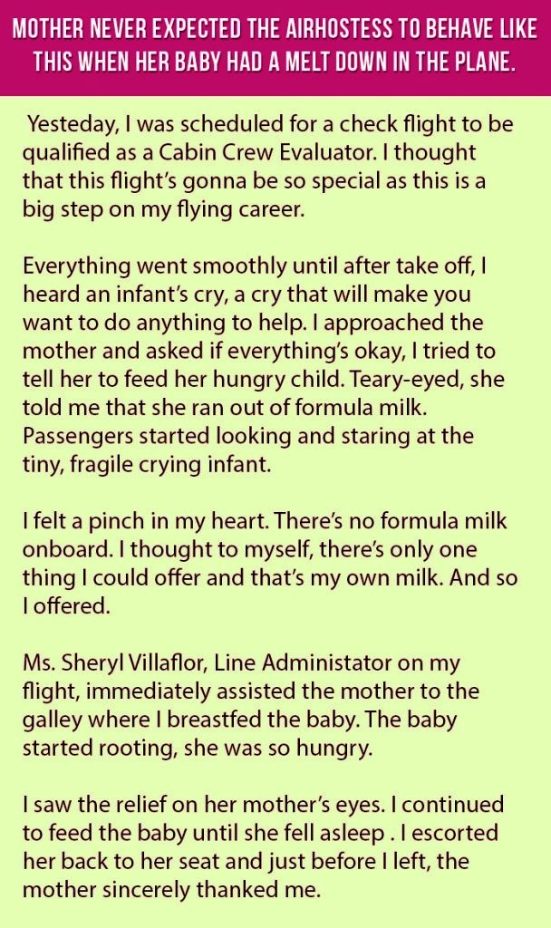 Her baby had a meltdown in the plane when an air hostess behave with his kid like this.  