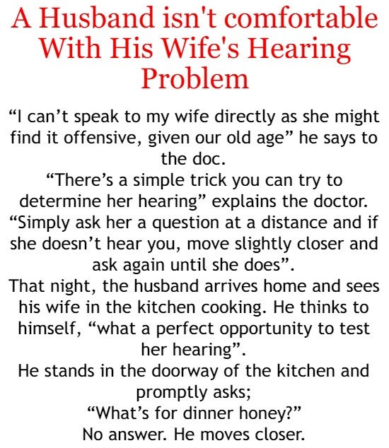 A Husband isn't comfortable With His Wife's Hearing Problem