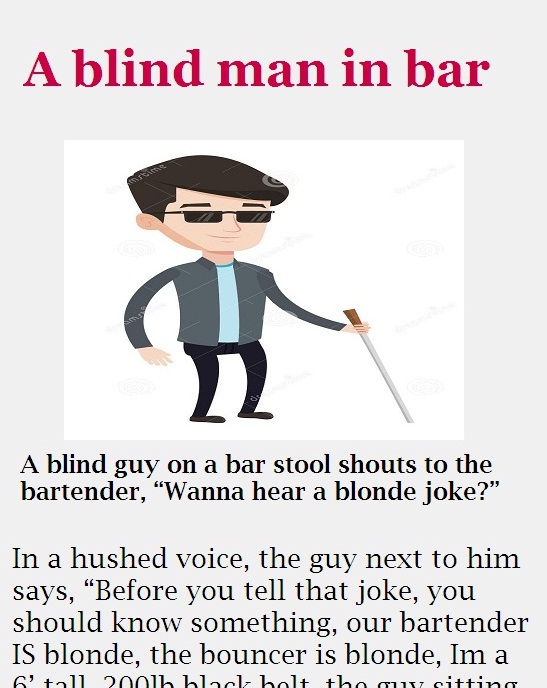 A blind man in bar