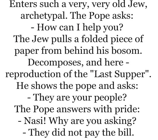A secretary enters the pope and says