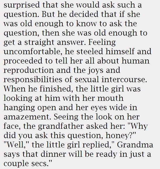 Eight years old girl asks question from her grandfather