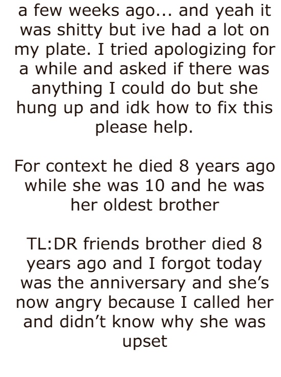 Death anniversary of friend's brother