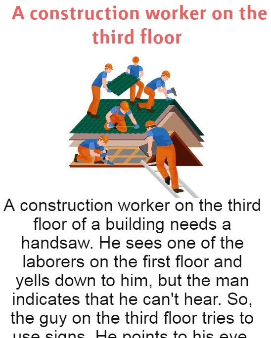 A construction worker on the third floor 