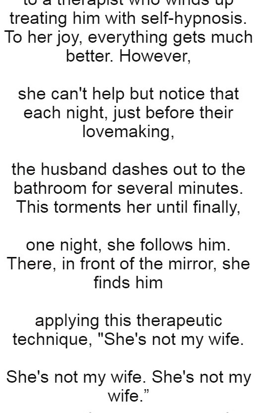  A young wife sends her husband to a therapist