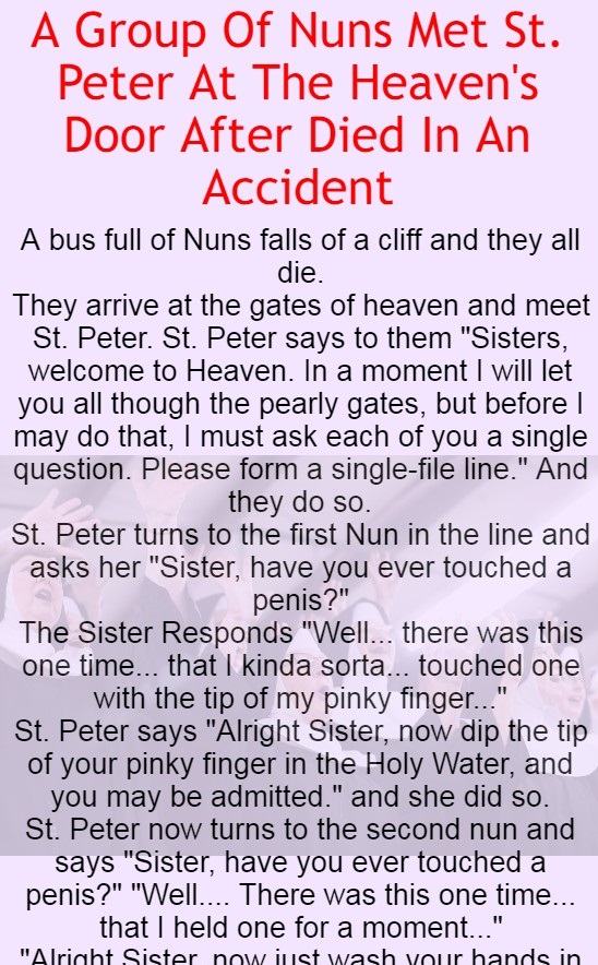 A Group Of Nuns Met St. Peter At The Heaven's Door After Dying In An Accident (Funny Story)