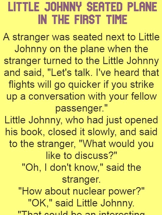 Little johnny seated plane in the first time