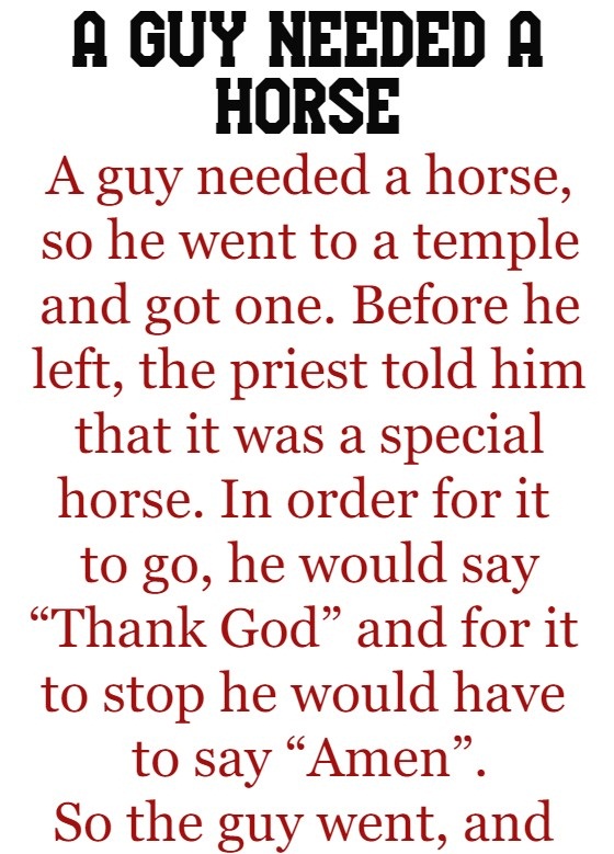 A guy needed a horse