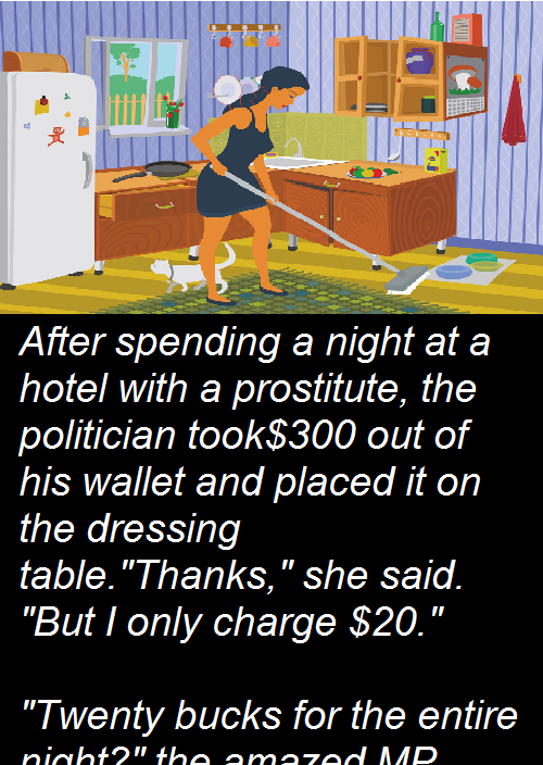 After spending a night at a hotel with a prostitute