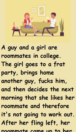 A guy and a girl are roommates in college