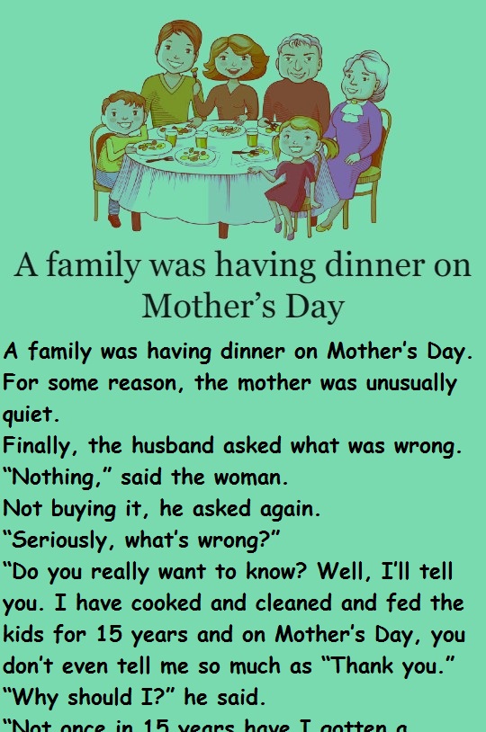 A family was having dinner on Mother’s Day