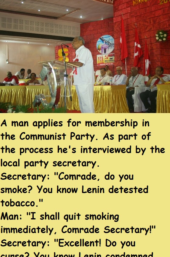 A man applies for membership in the Communist Party