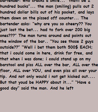 Guy walks into a bar.. orders a drink