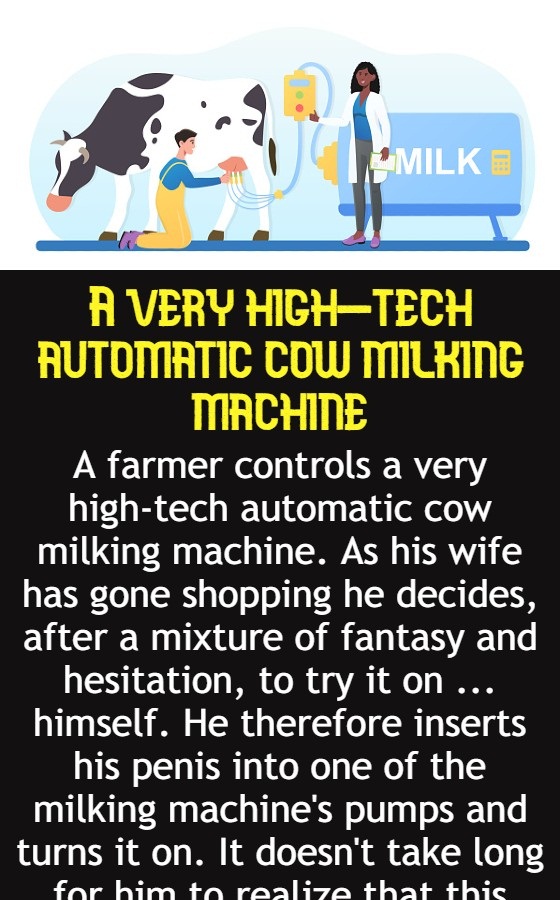 A very high-tech automatic cow milking machine