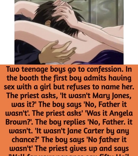 Two teenage boys go to confession