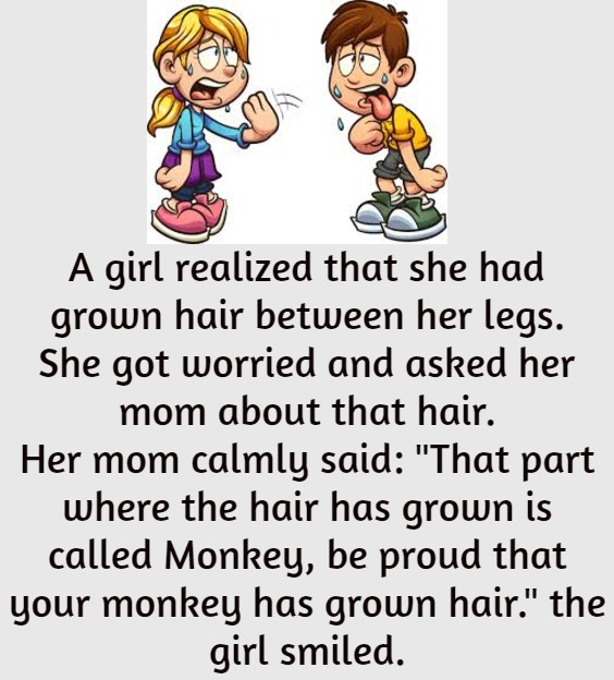 A girl realized that she had grown hair 