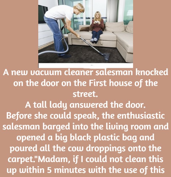A new vacuum cleaner salesman knocked on the door