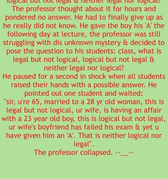 A student at college had failed his final law papers