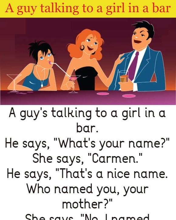 A guy talking to a girl in a bar