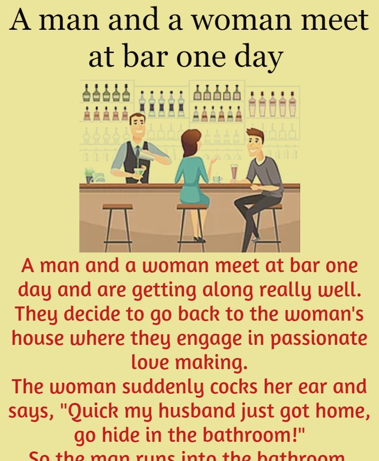 A man and a woman meet at bar one day