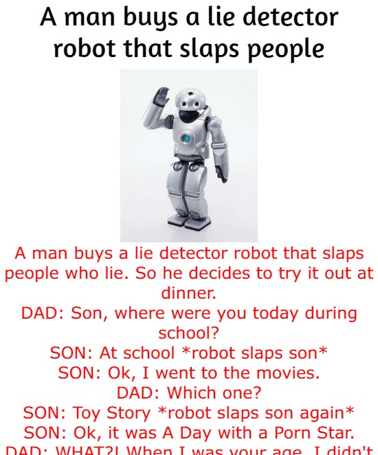 A man buys a lie detector robot that slaps people
