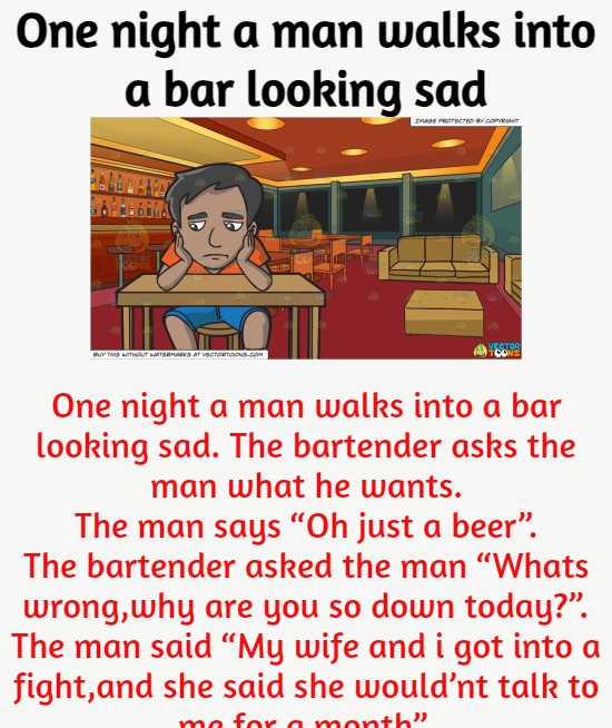 One night a man walks into a bar looking sad