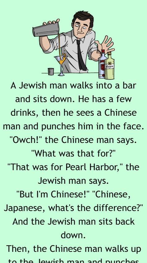 A Jewish man walks into a bar and sits