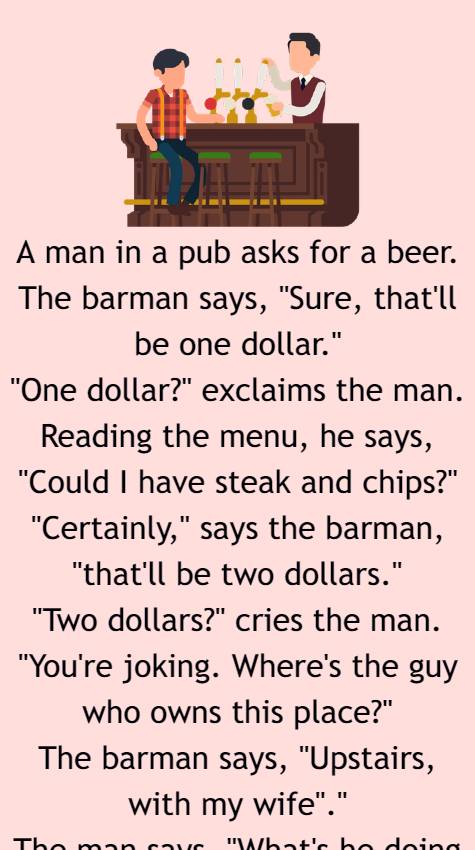 A man in a pub asks for a beer