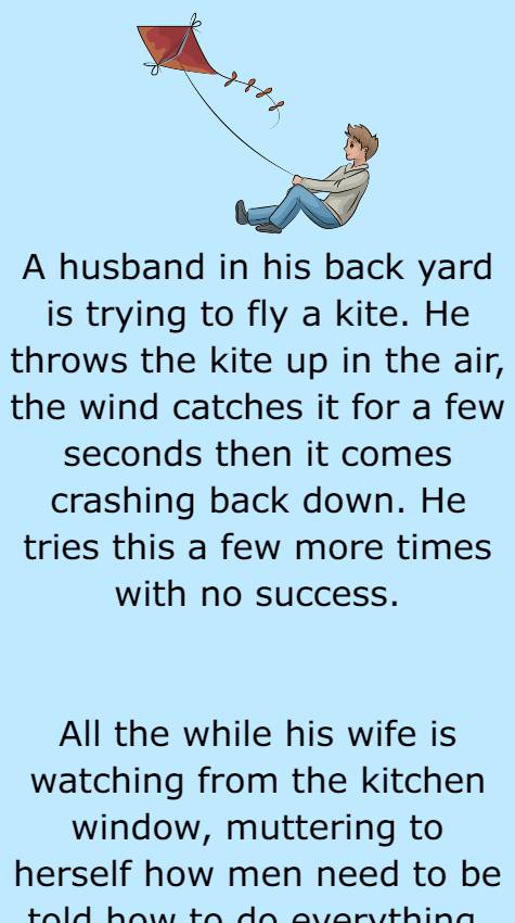 A husband in his back yard is trying to fly a kite