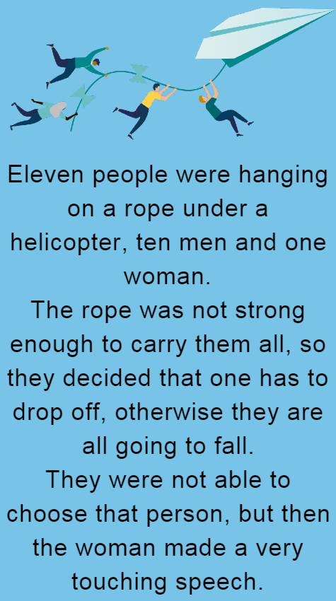 Eleven people were hanging on a rope 