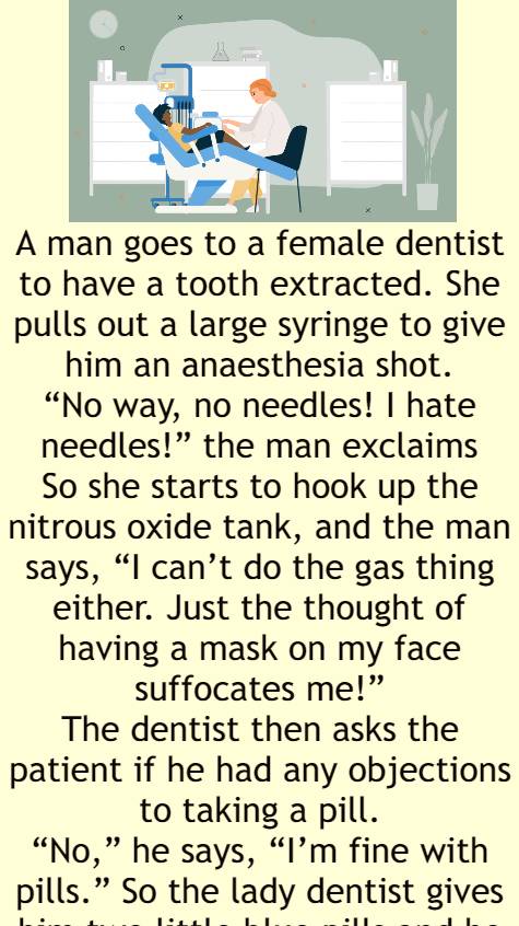 Man goes to a female dentist