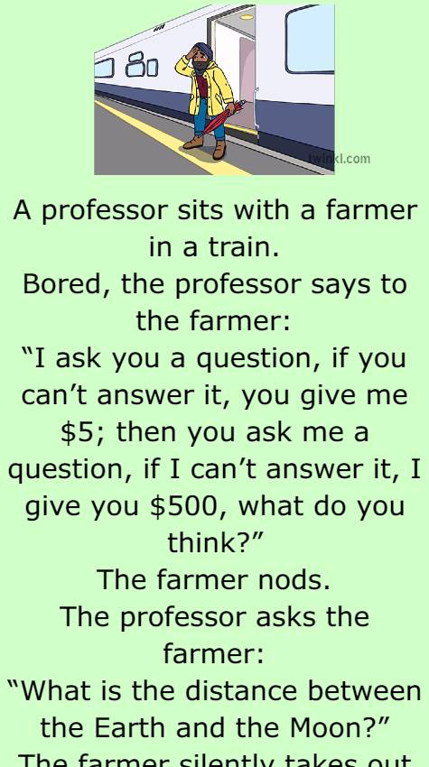 The professor asks the farmer