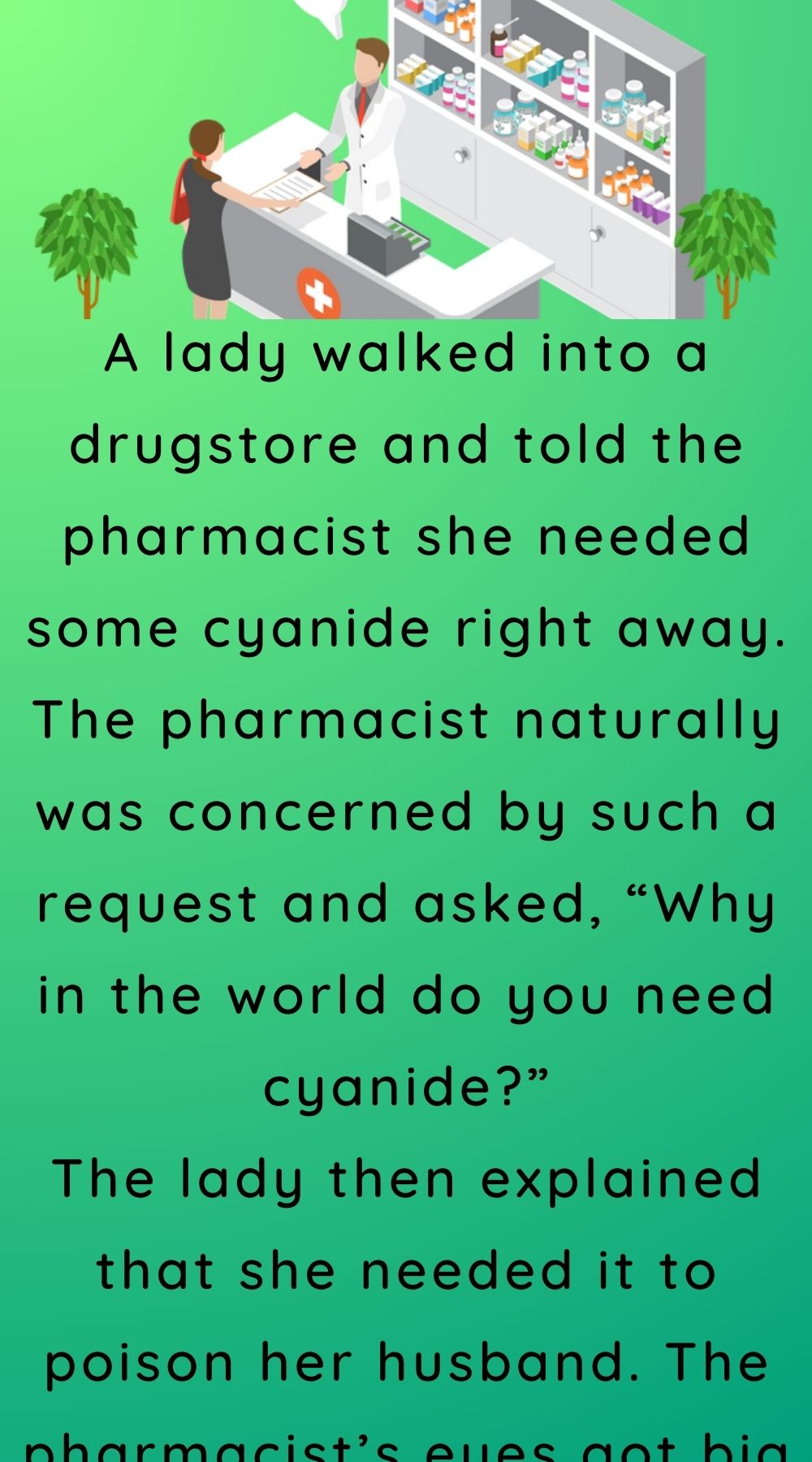 A lady walked into a drugstore
