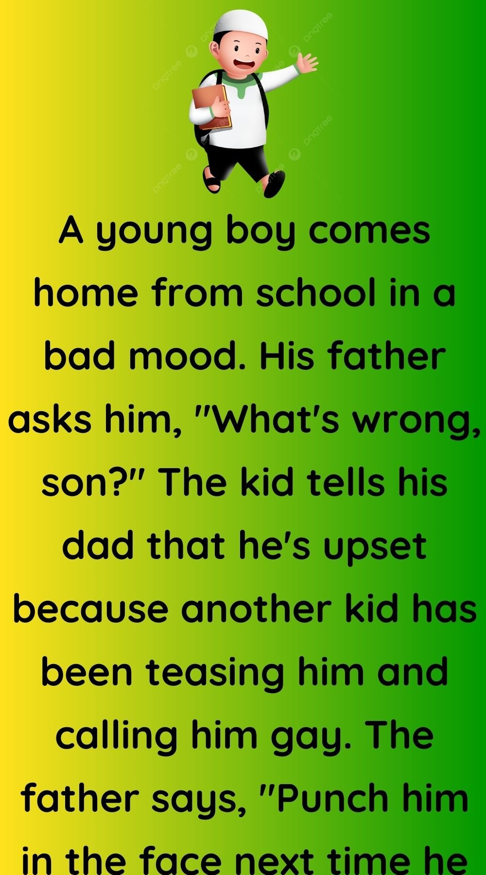 A young boy comes home from school in a bad mood