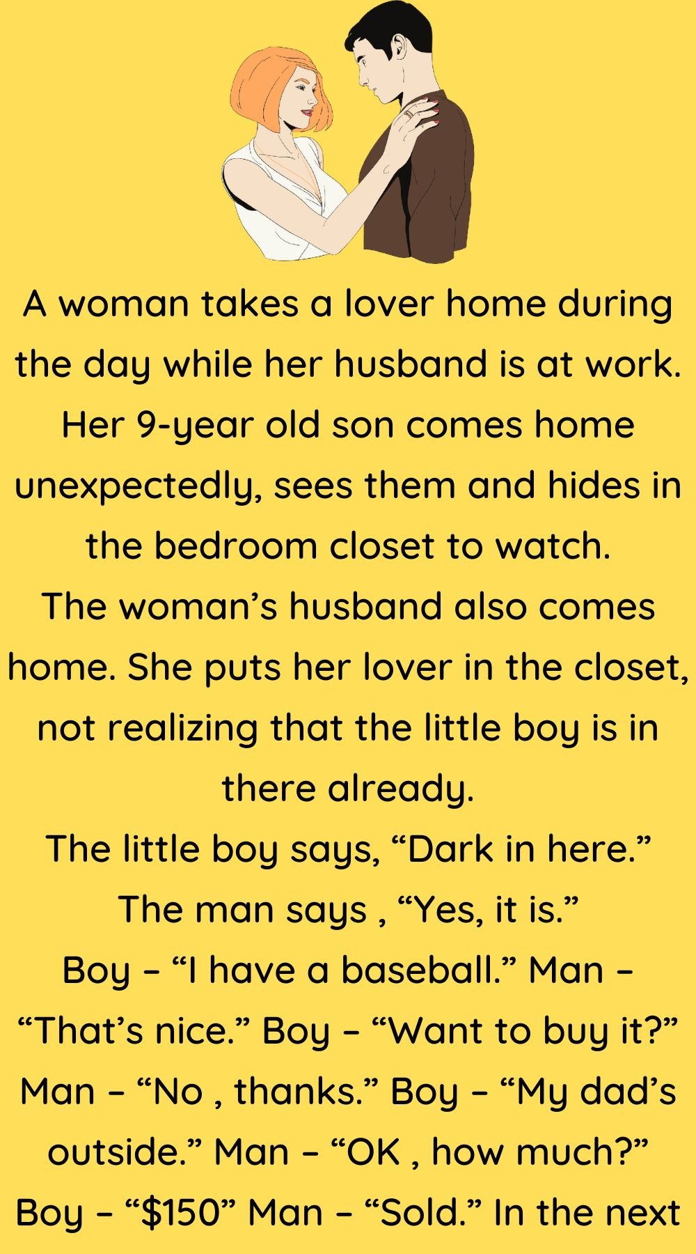 A woman takes a lover home 