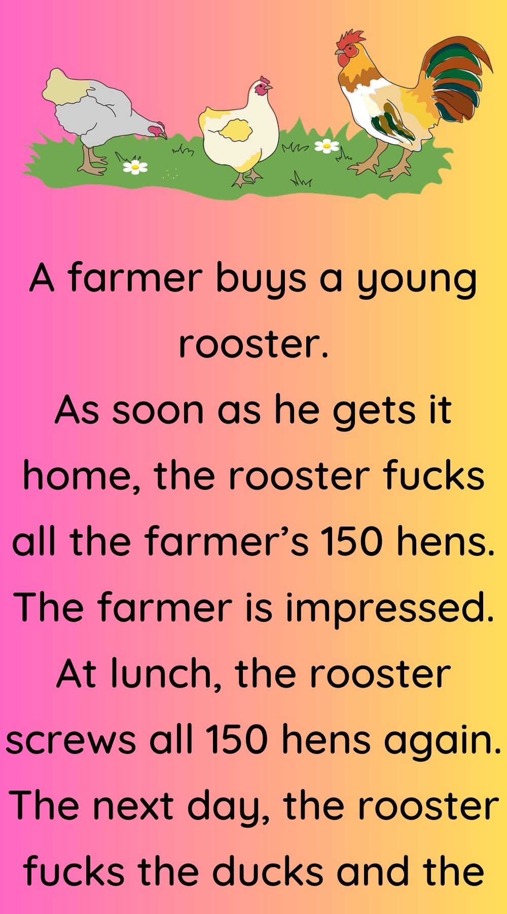 A farmer buys a young rooster
