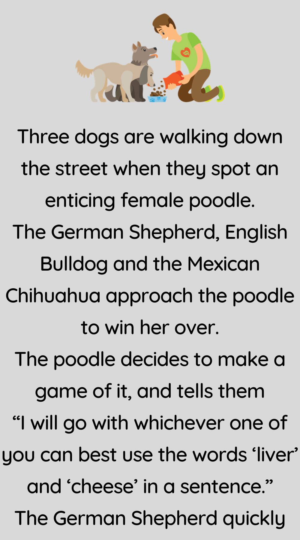 Three dogs are walking down the street 