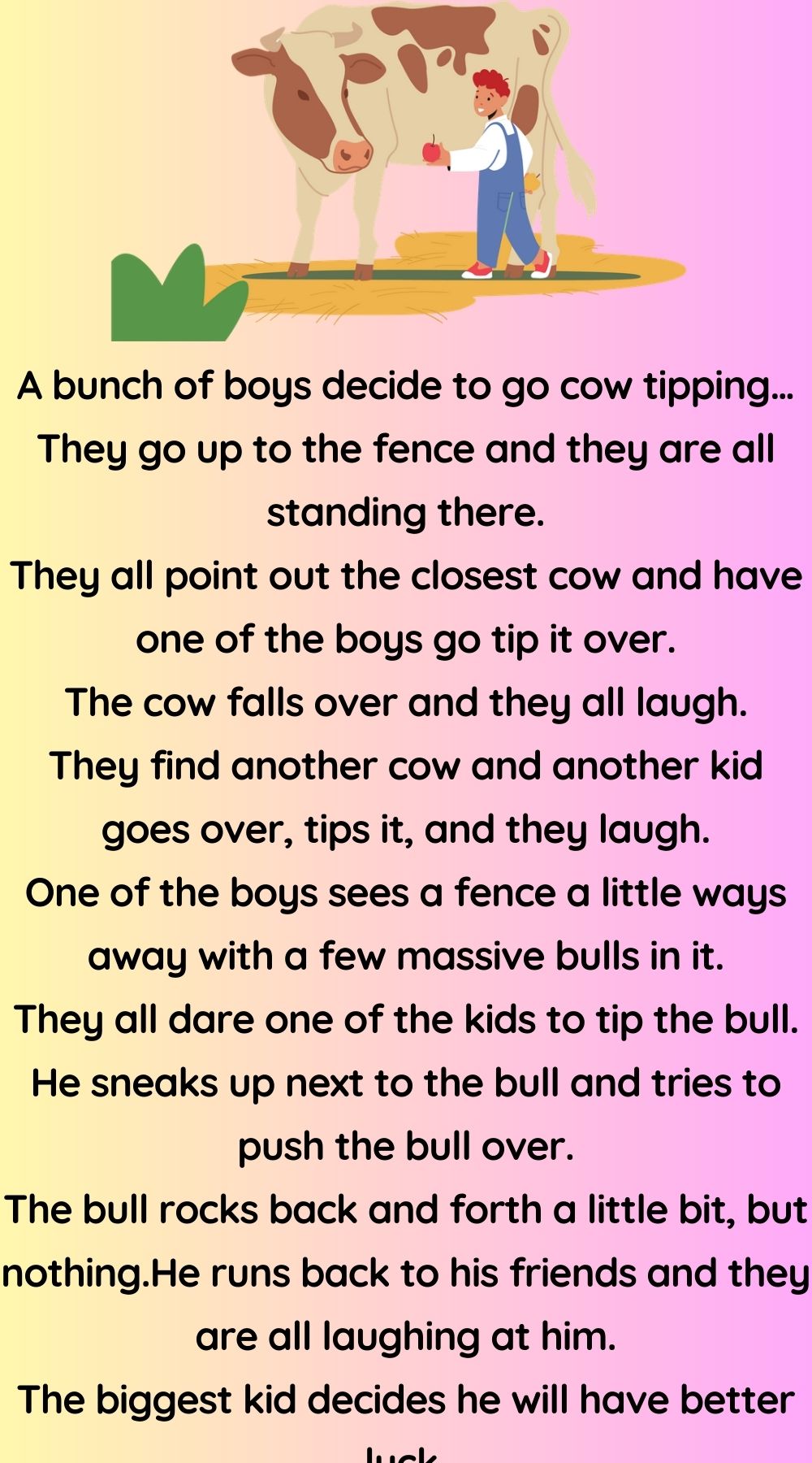 A bunch of boys decide to go cow tipping