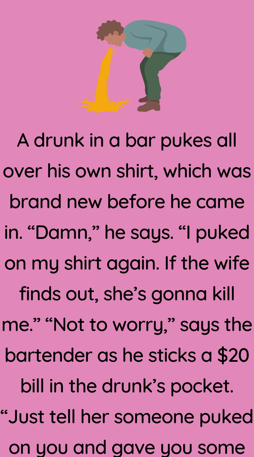 A drunk in a bar pukes