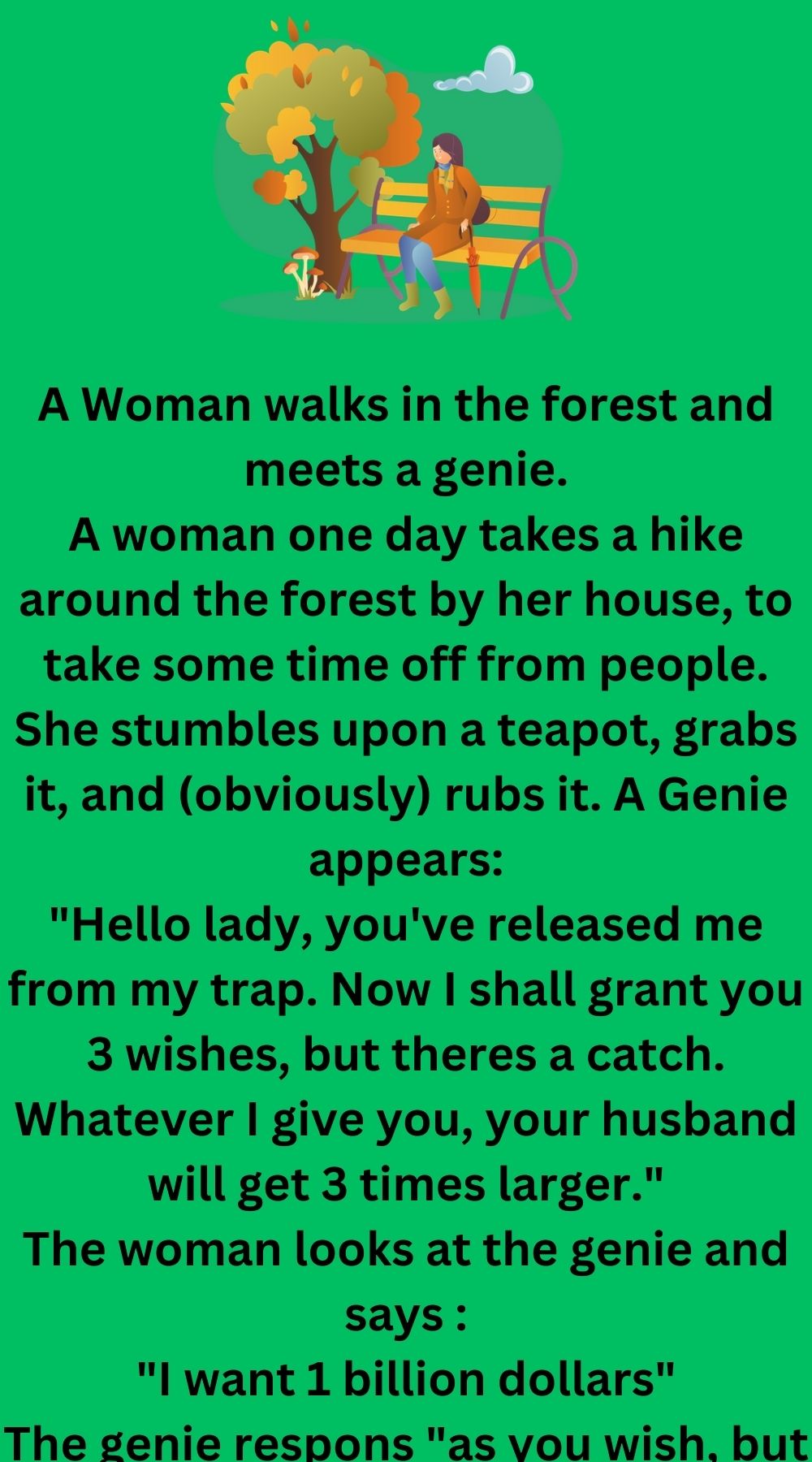 A Woman walks in the forest 