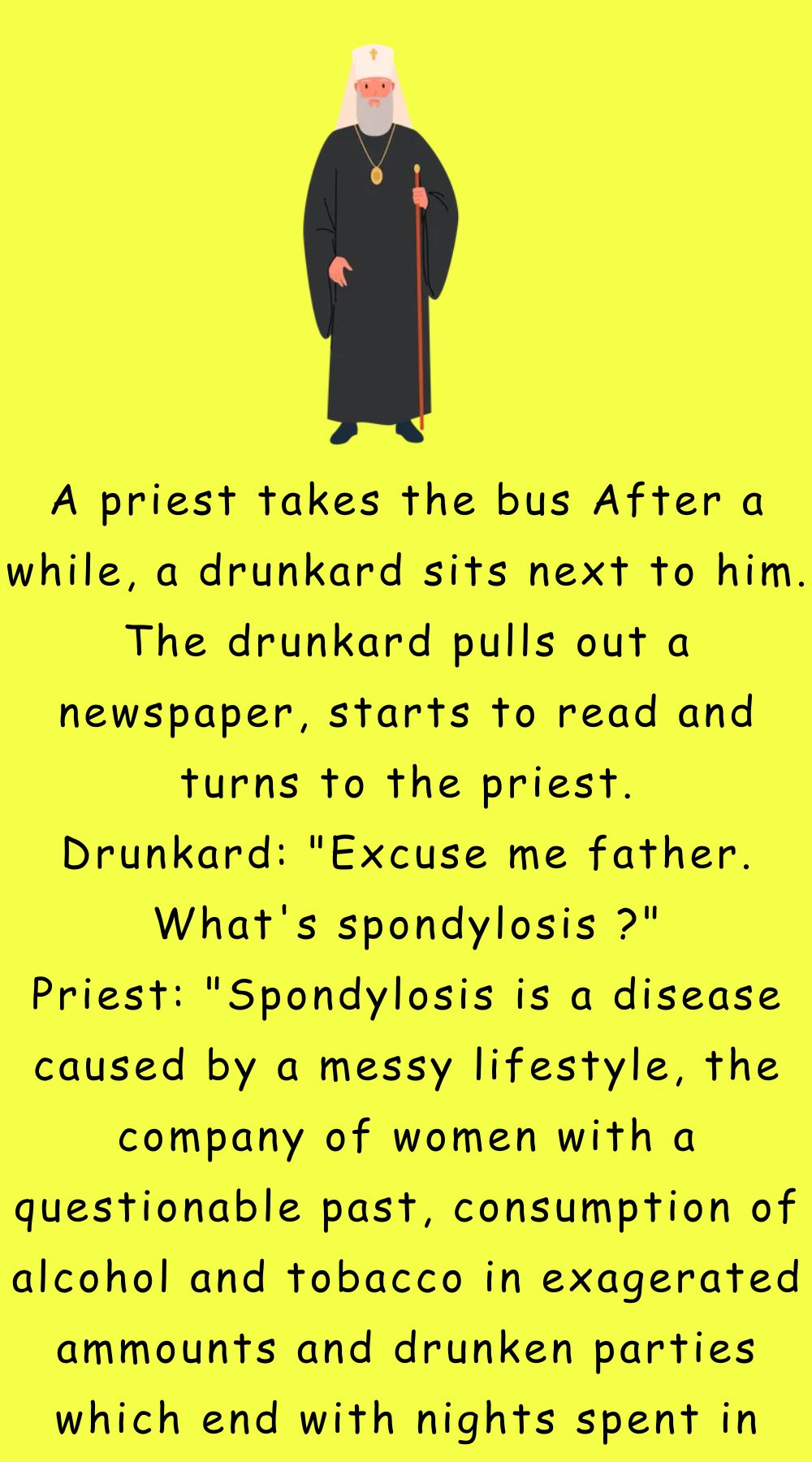 A priest takes the bus After a while