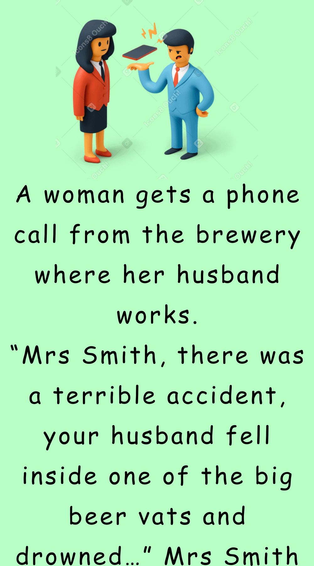 A woman gets a phone call from the brewery