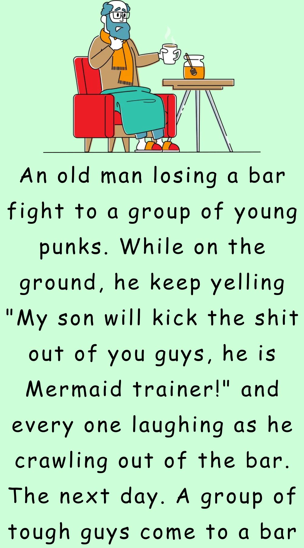 An old man losing a bar fight